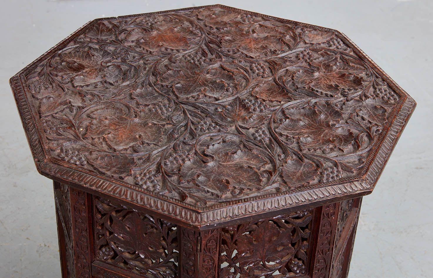 20th Century Grapevine Carved Octagonal Drinks Table For Sale