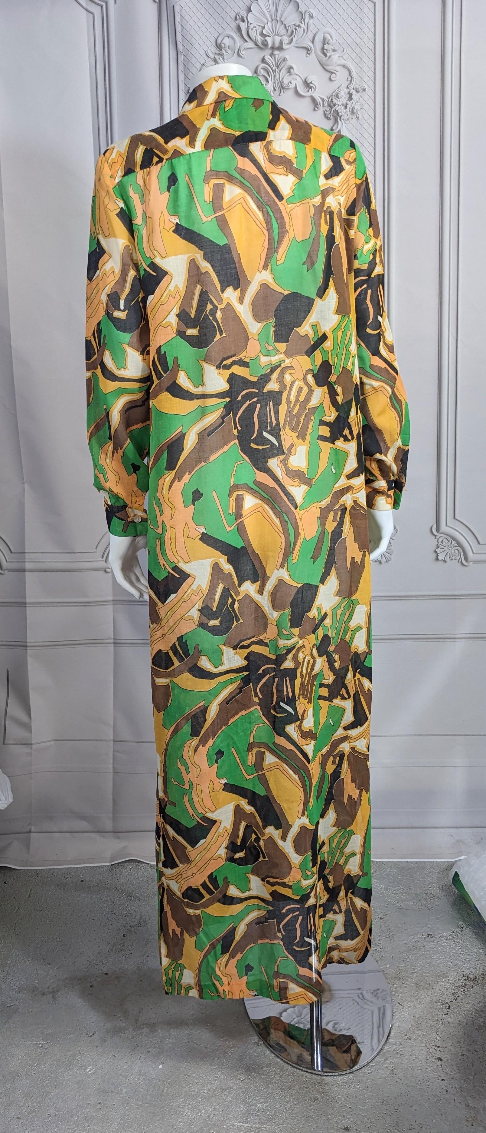 Graphic 1970's Maxi Shirtwaist For Sale 2