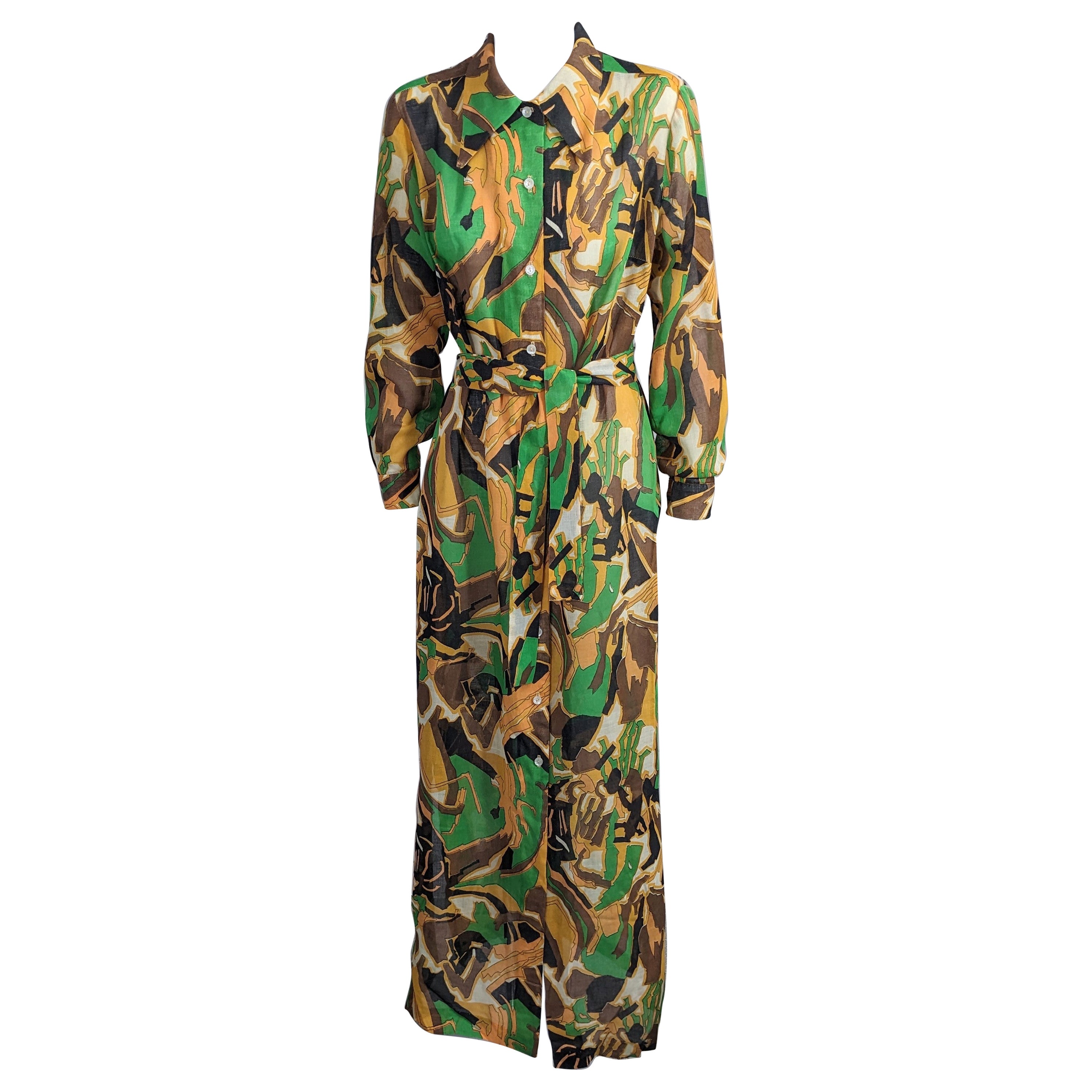 Maxi Shirtwaist grafica anni '70