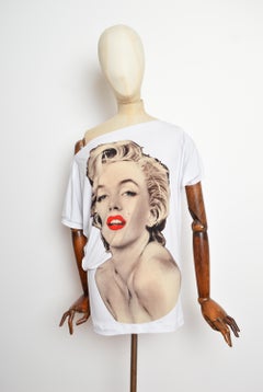 Graphic 2000s Slouchy Marilyn Monroe Pop Art Print Long Off Shoulder Top