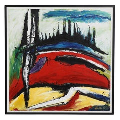 Graphic Abstract Acrylic Painting by Dutch artist Jan van der Meulen, 2008