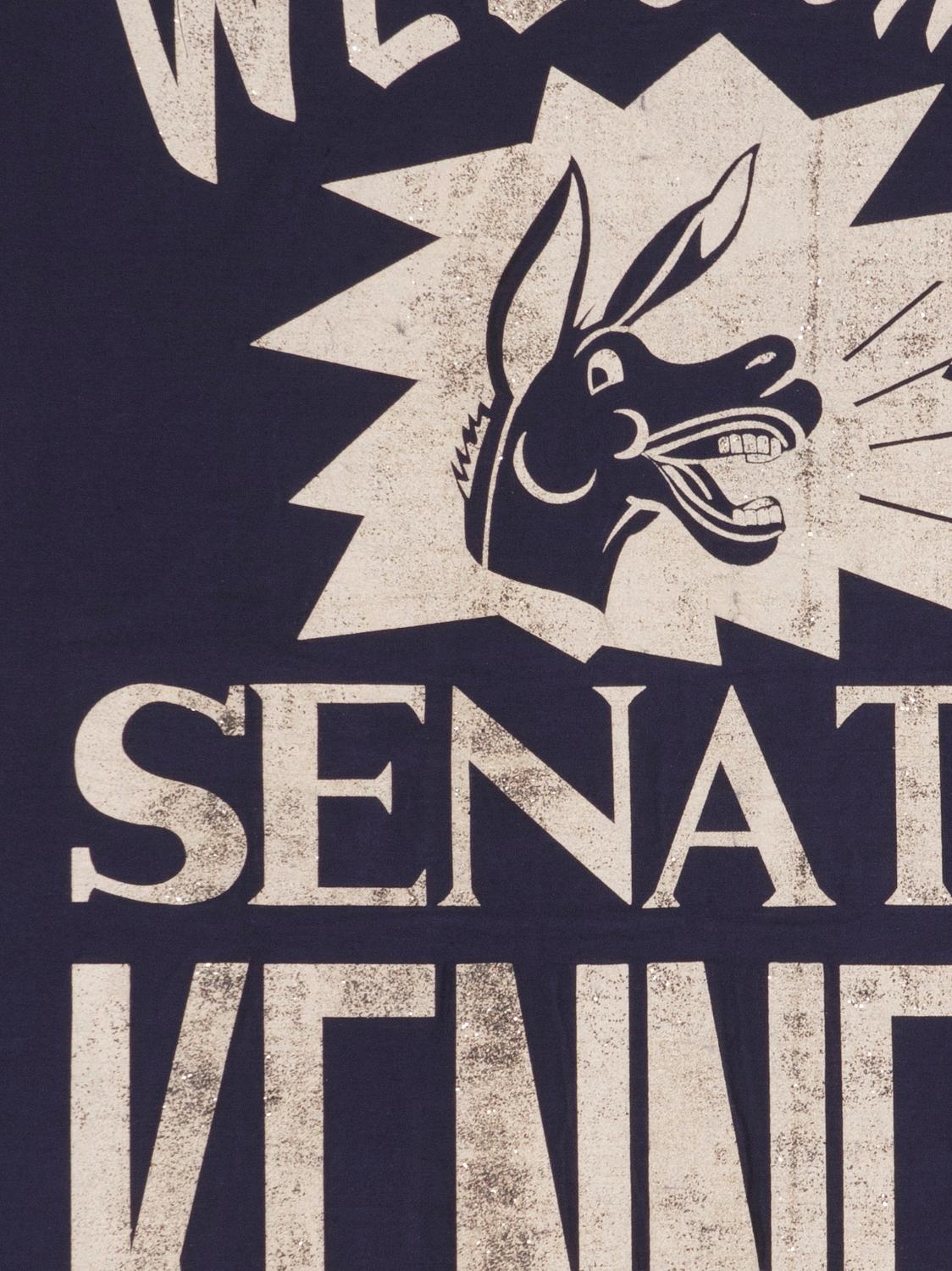 Graphic Banner Welcoming John F. Kennedy as Senator from Massachusetts In Good Condition In York County, PA