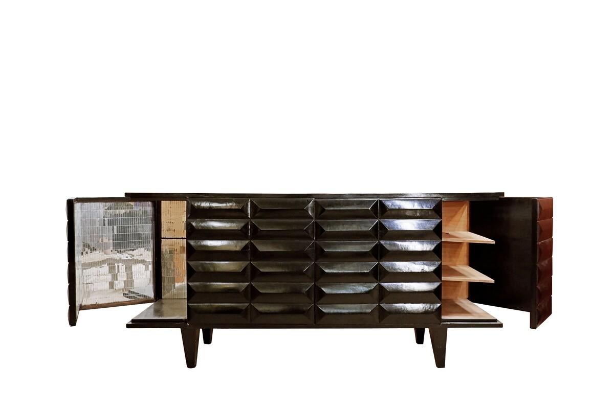 Graphic black laquered Sideboard/bar - 1960s For Sale 1