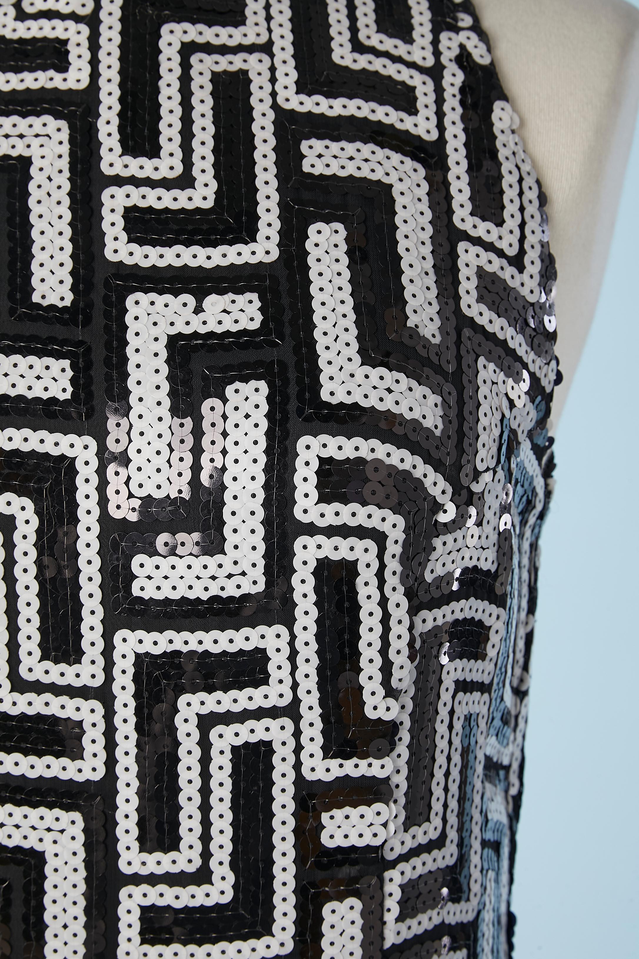 Women's Graphic black & white sequin sleeveless evening dress Gianfranco Ferré 