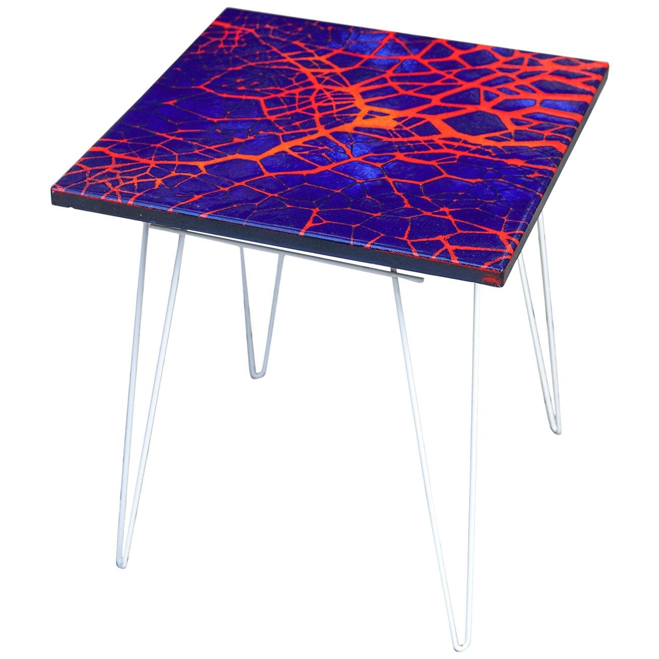 Graphic Blue Red Enamel Side, 1960s