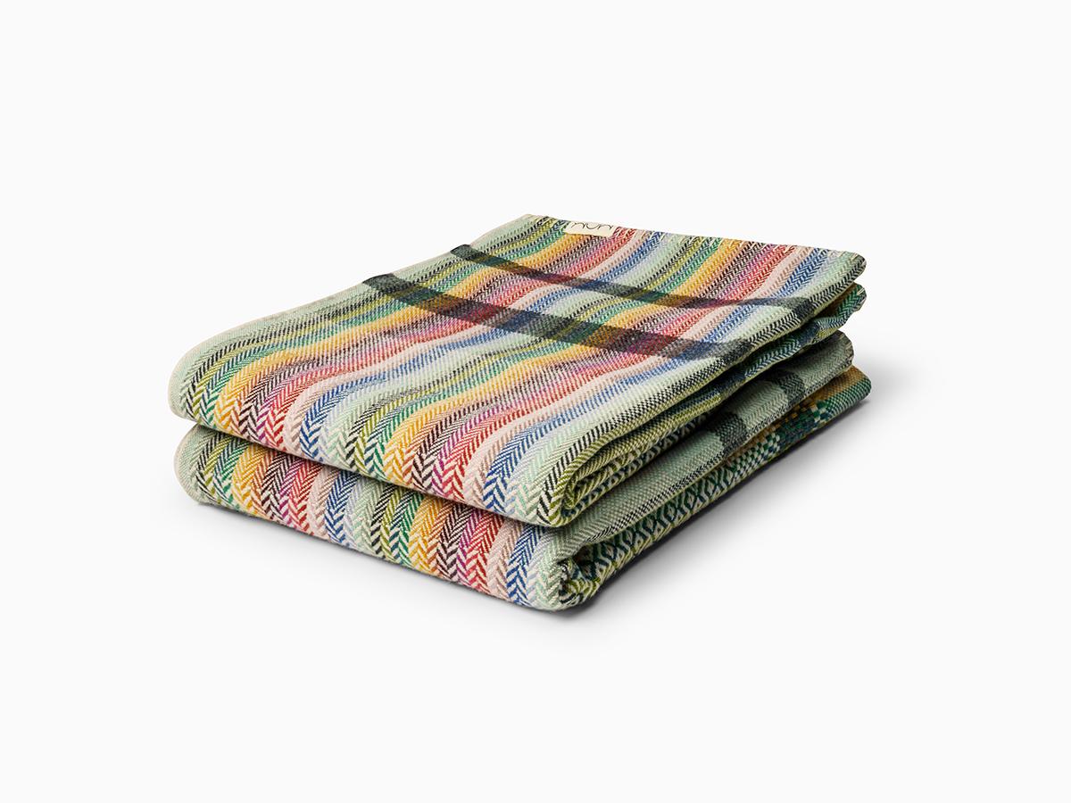 Modern Graphic Burel Wool Multicoloured Blanket For Sale