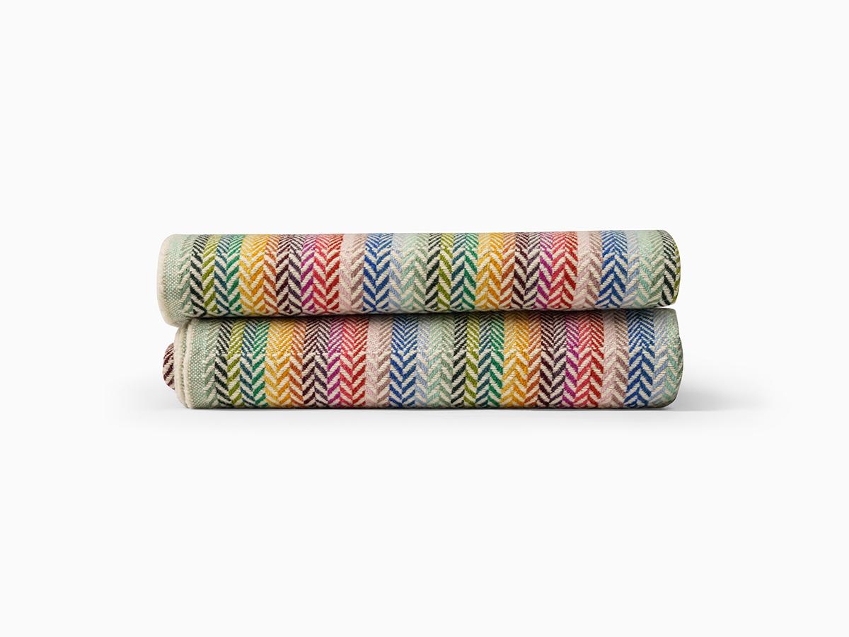 Portuguese Graphic Burel Wool Multicoloured Blanket For Sale