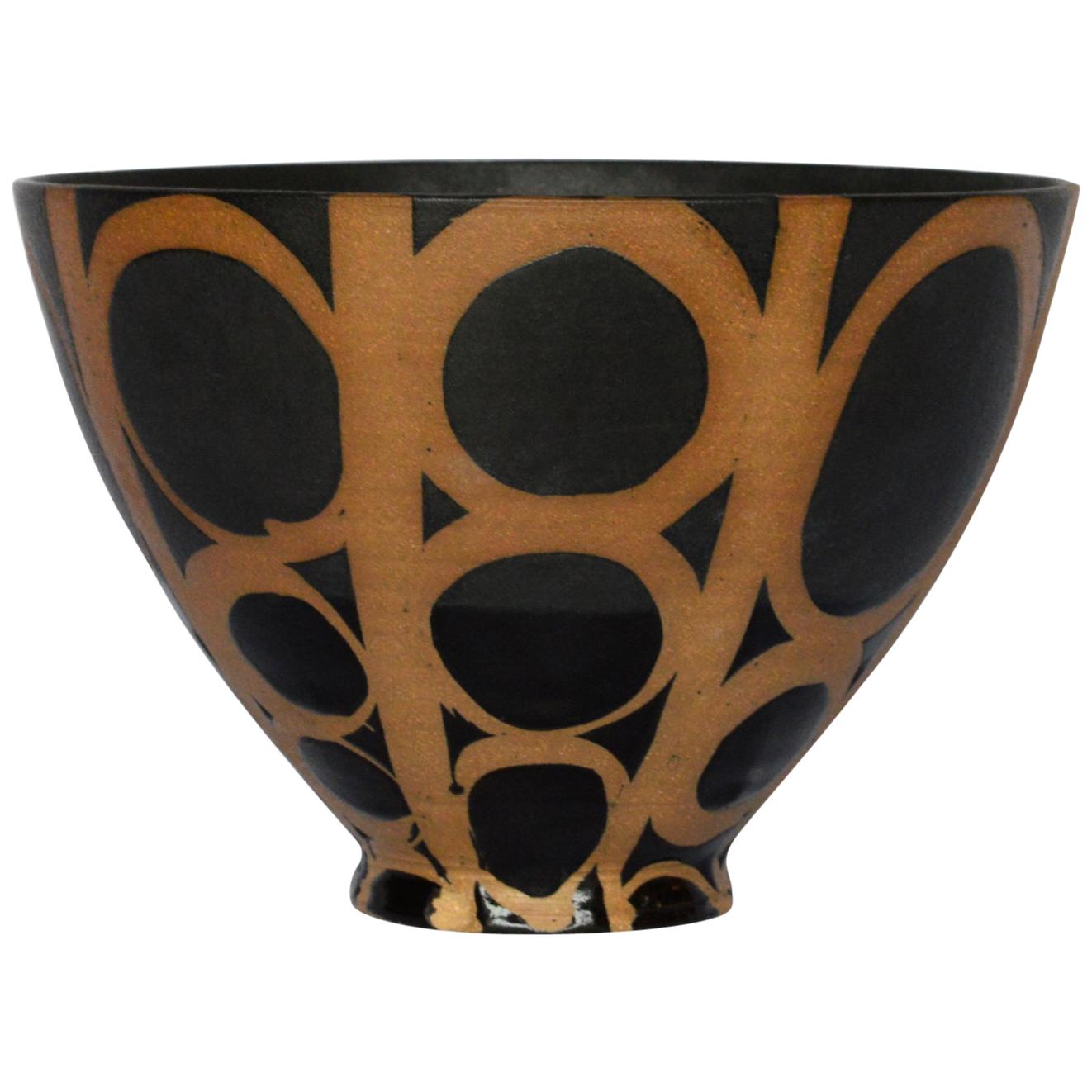 Graphic Ceramic Bowl by Liz Kinder For Sale