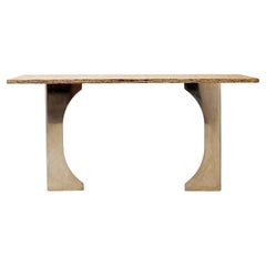 Graphic Composition Console Table, Metal and Sorgho