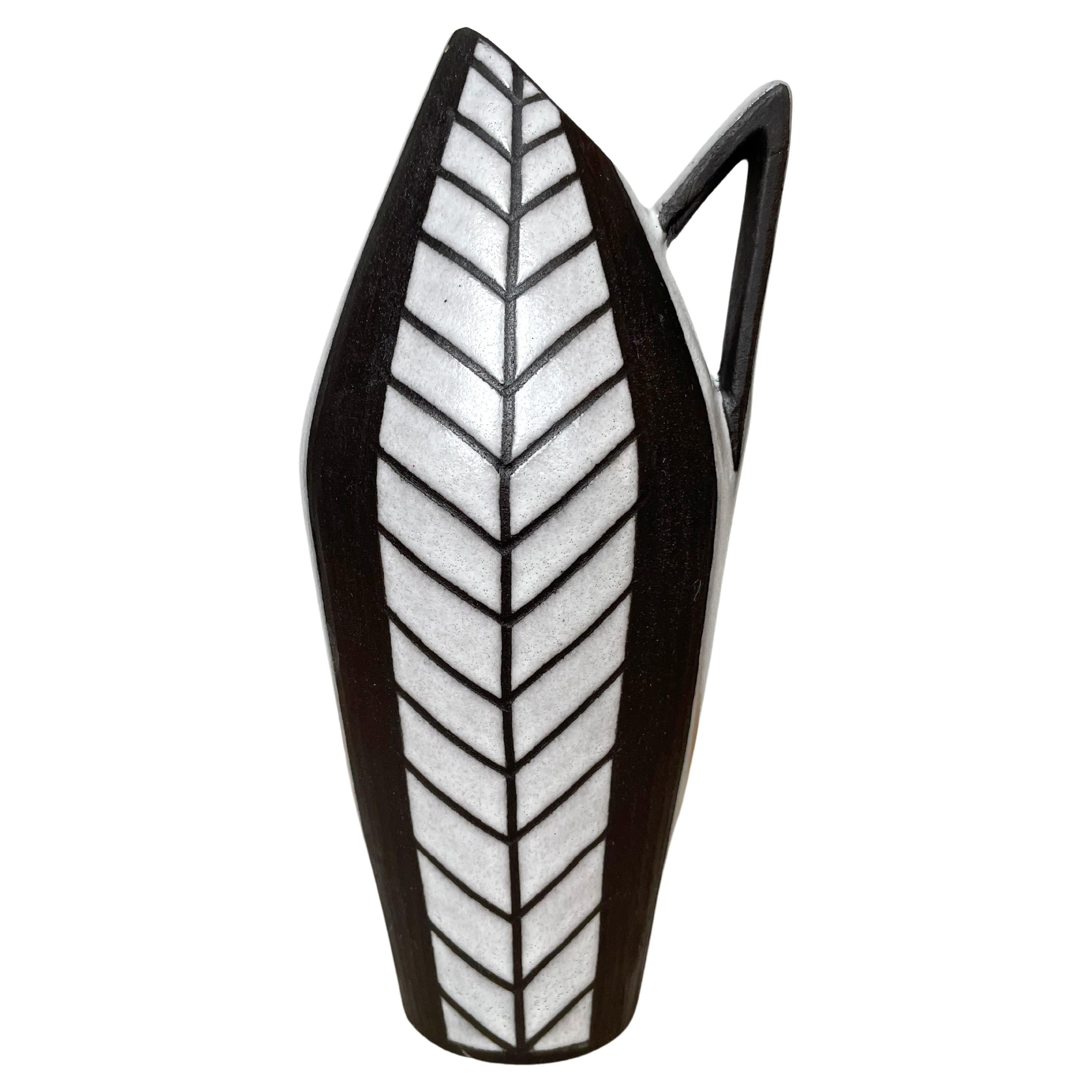 Graphic Modernist Black, White Vase by Marianne Starck, Denmark, 1950s