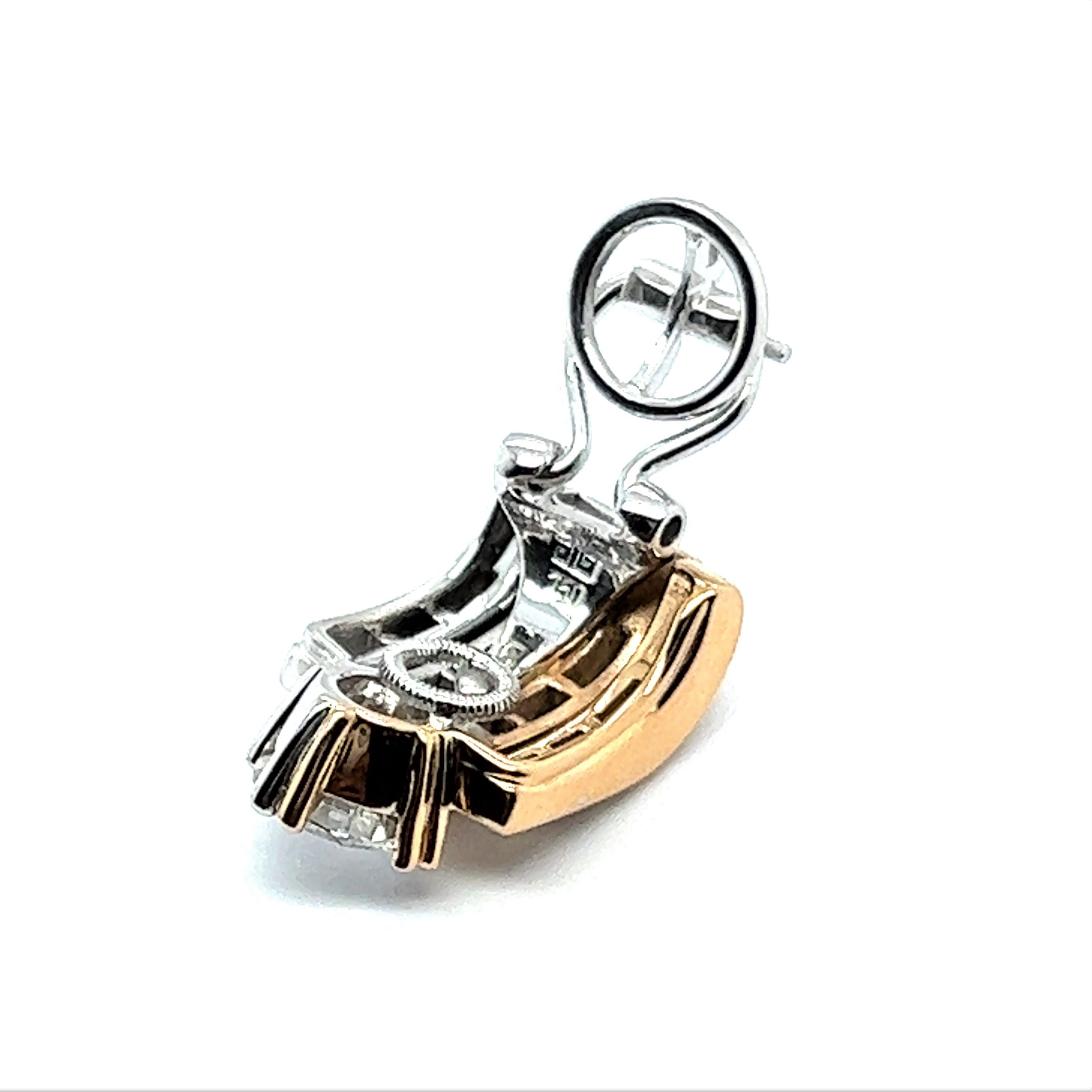 Orecchini grafici con diamante in oro bianco e rosso 18 carati di Binder in vendita 1