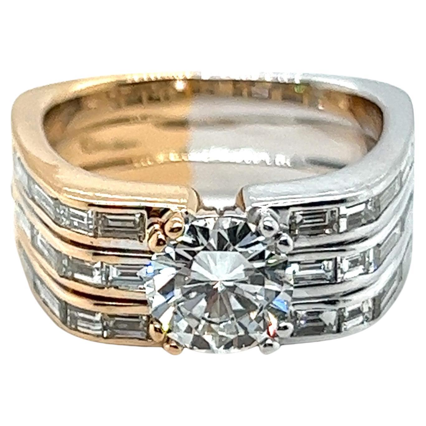 Graphic Diamond Ring in 18 Karat White and Red Gold by Binder For Sale