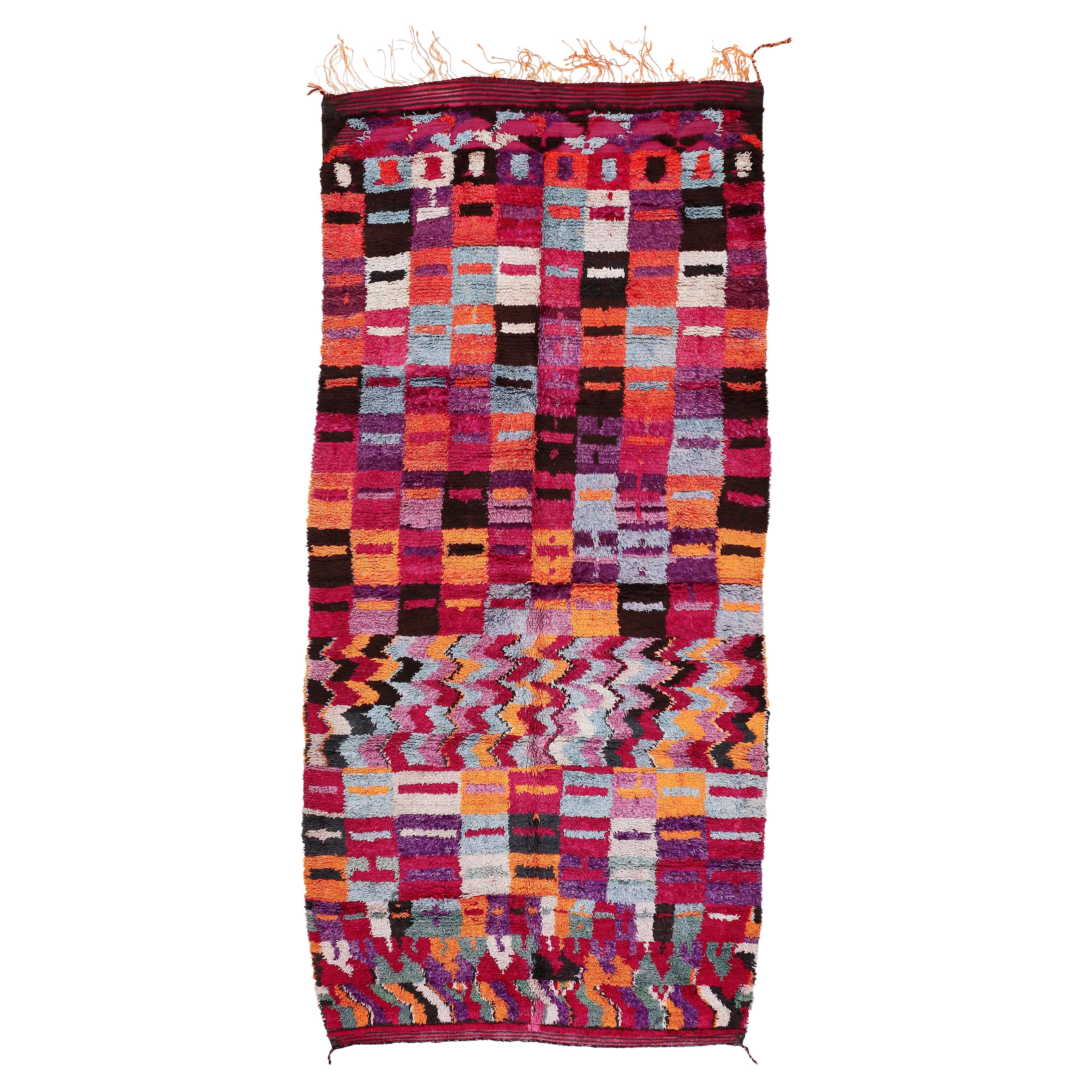 Graphic Eastern Moroccan Vintage Abstract Berber Rug