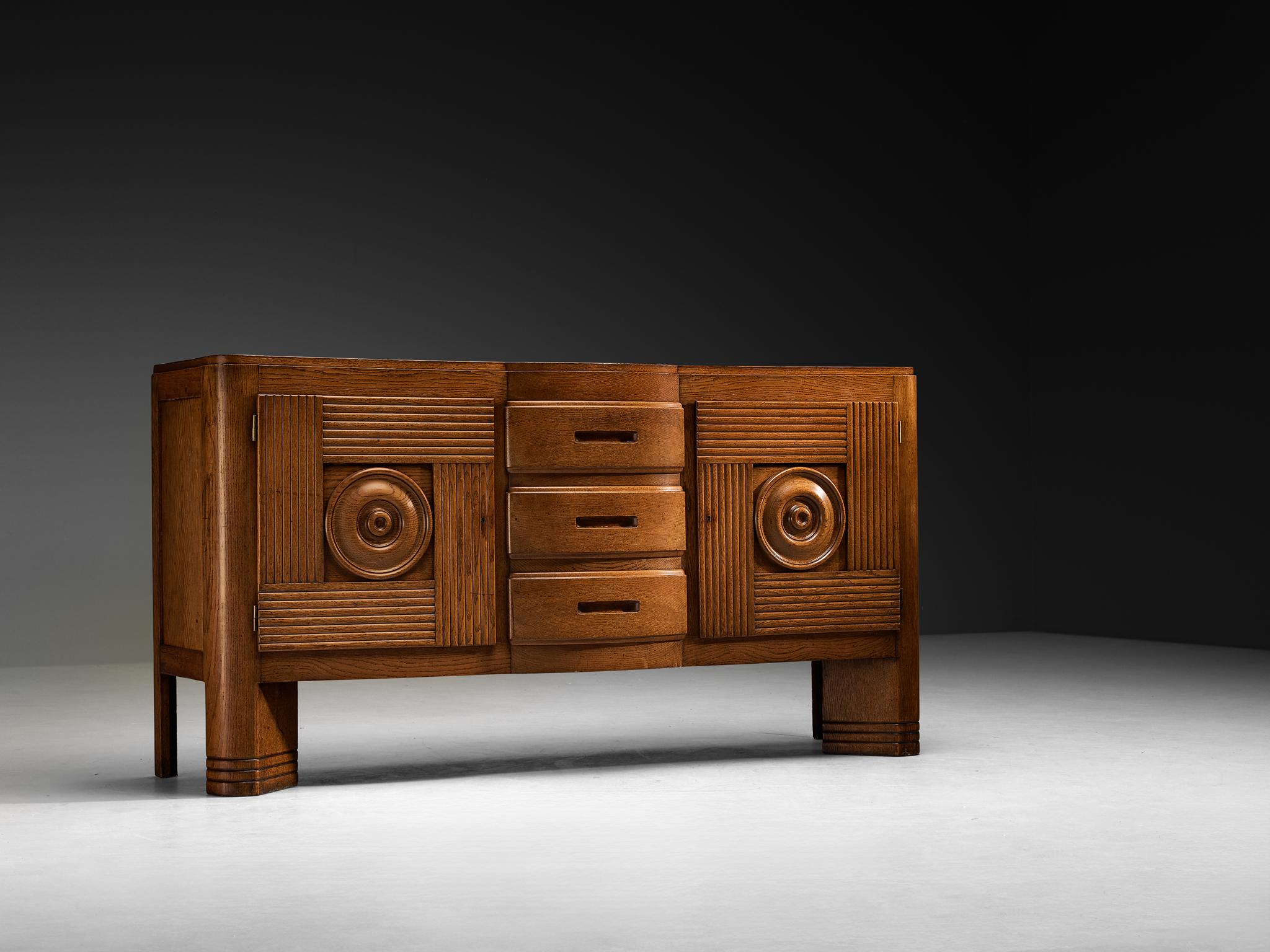 Credenza grafica francese Art Déco in Oak patinato in vendita 3