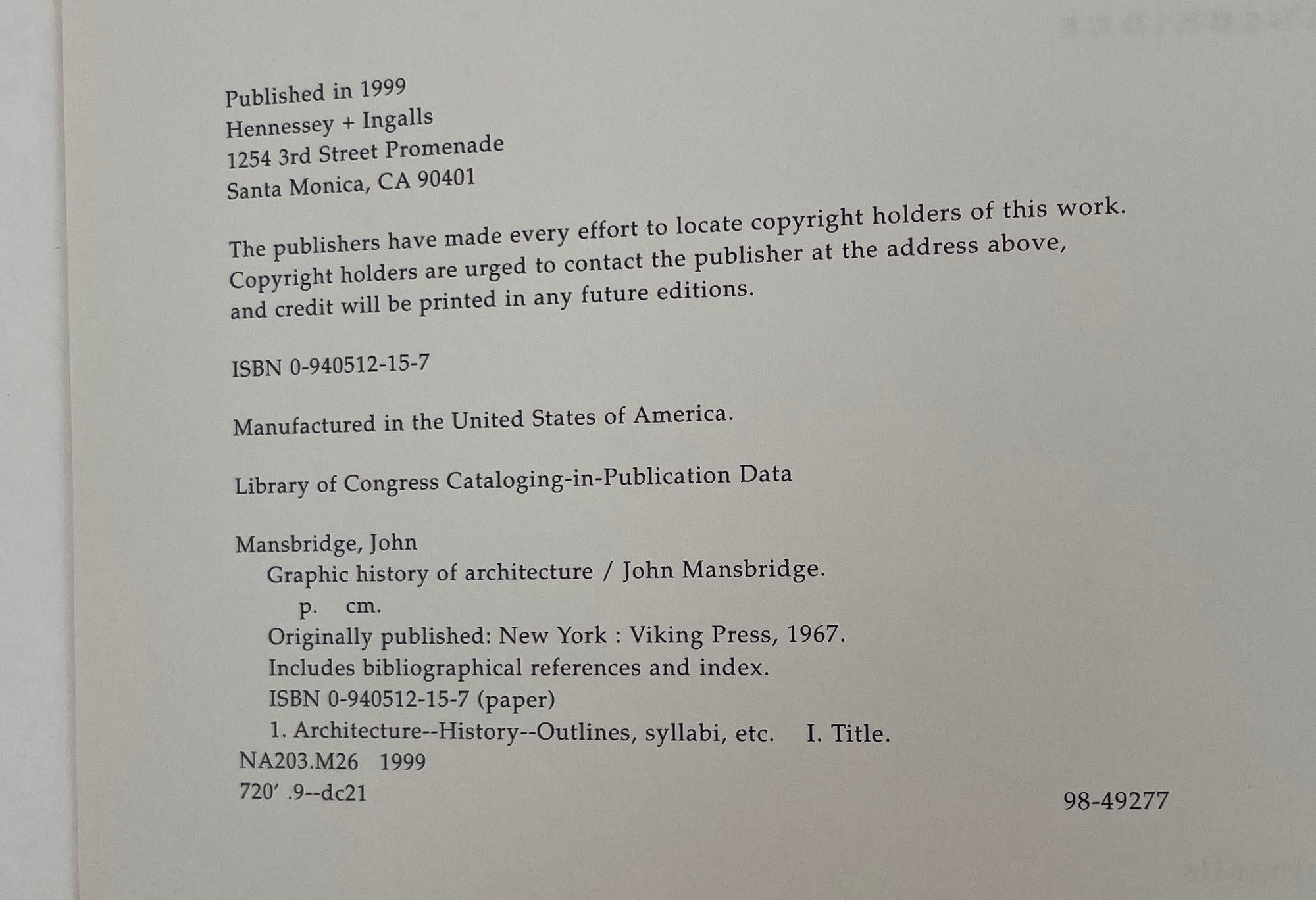 Américain Histoire graphique de l'architecture de John Mansbridge Sofcover 1999 en vente