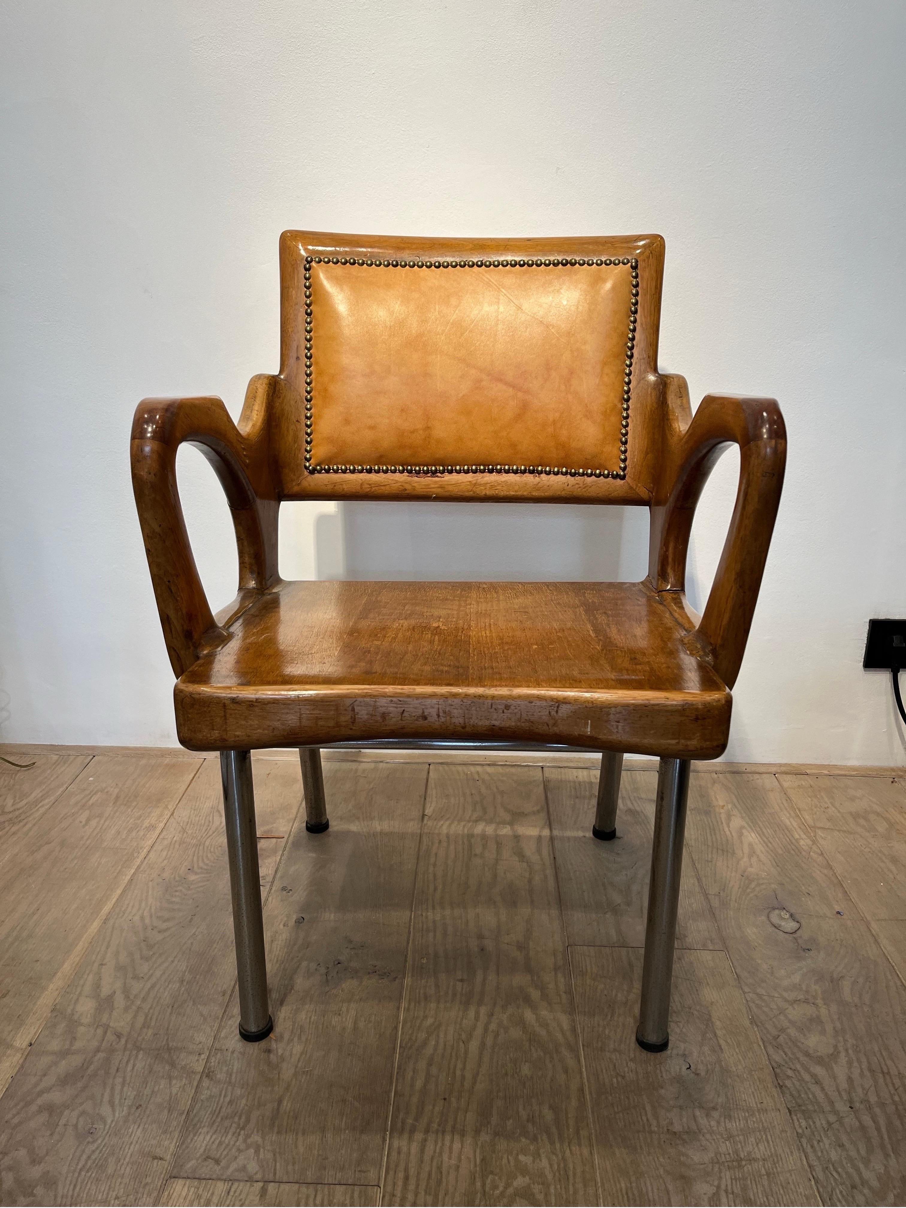 Mid-Century Modern Graphic Italian Armchair, 1940s For Sale