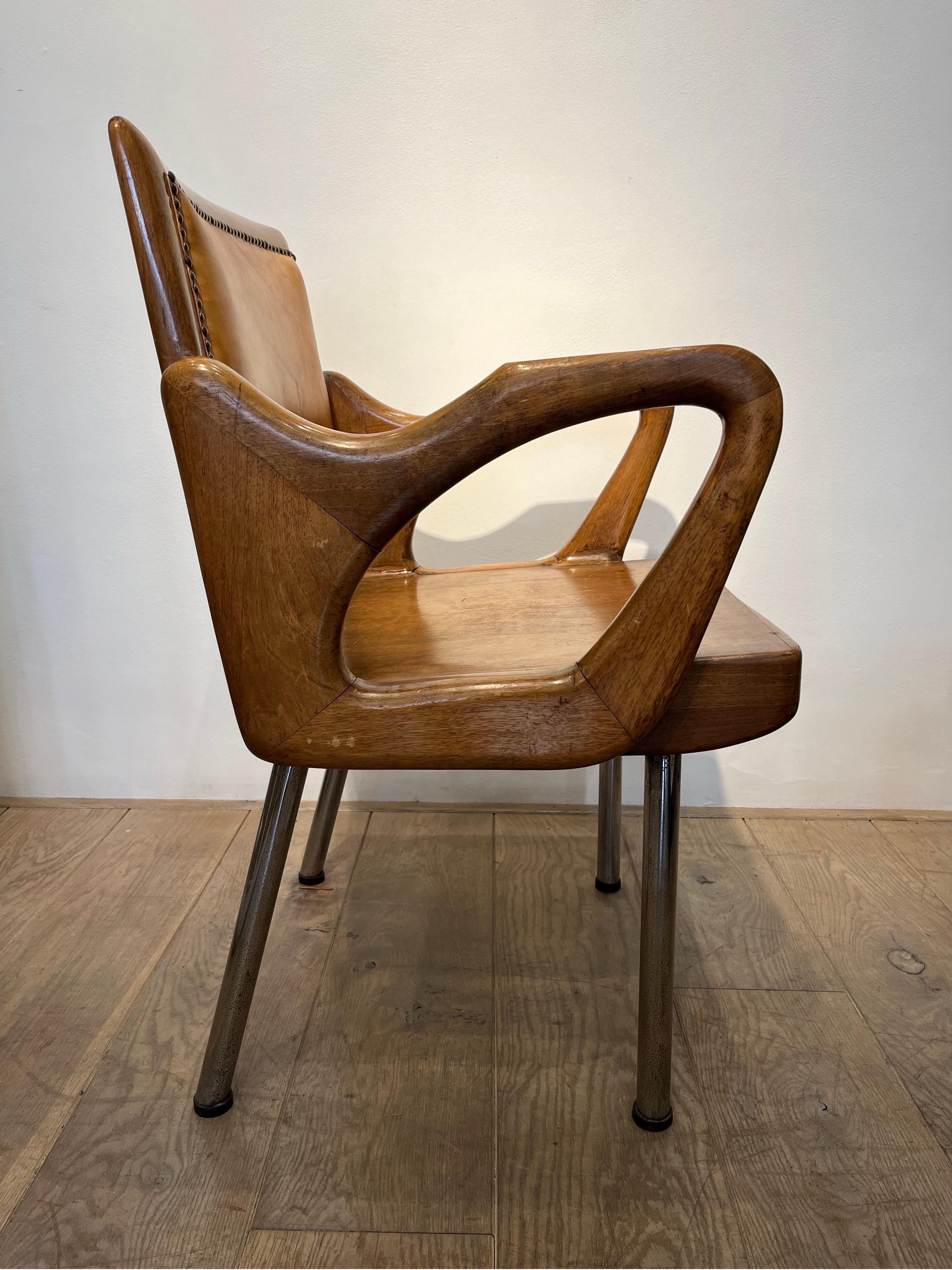 Metal Graphic Italian Armchair, 1940s For Sale