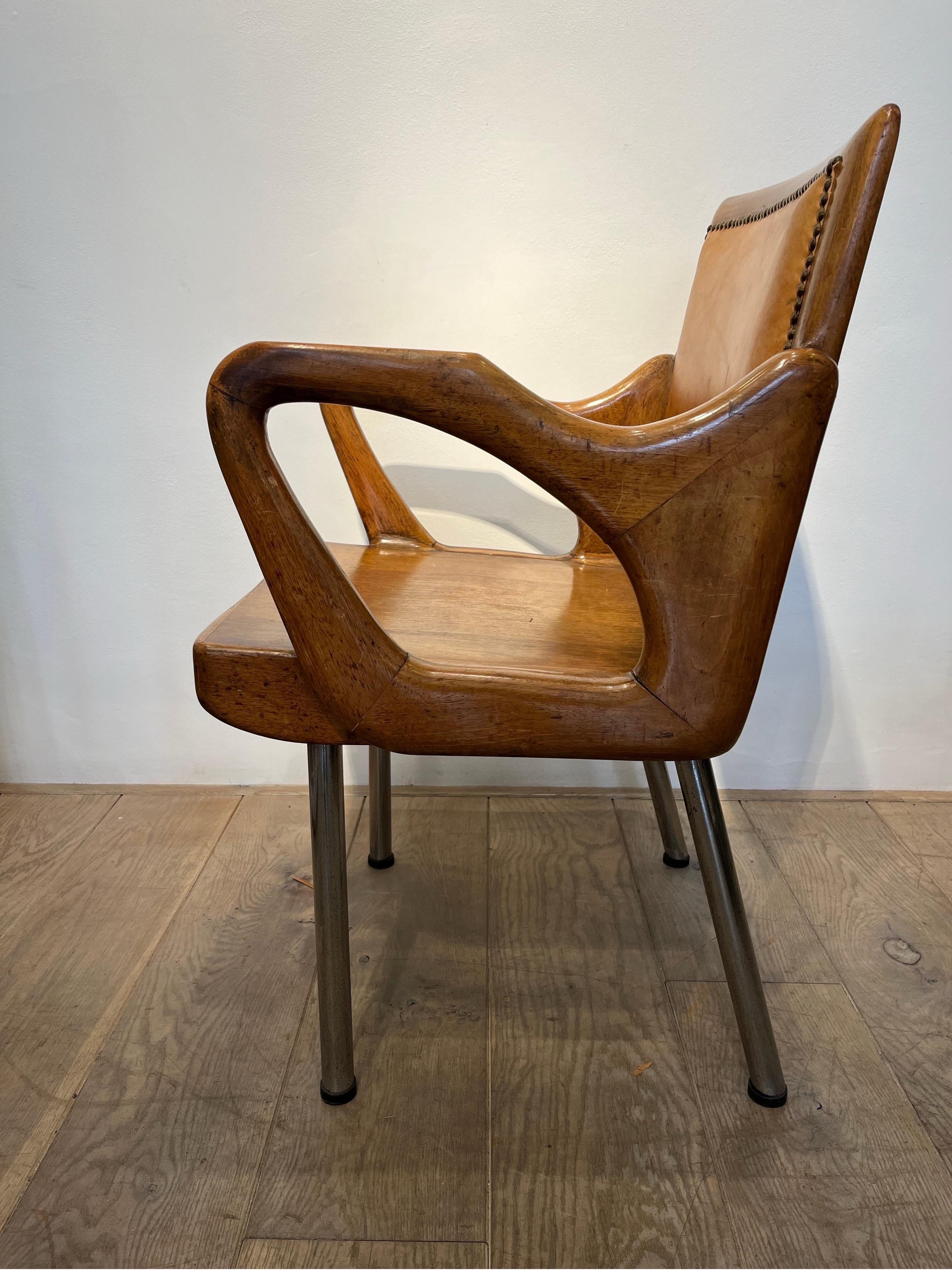 Graphic Italian Armchair, 1940s For Sale 1