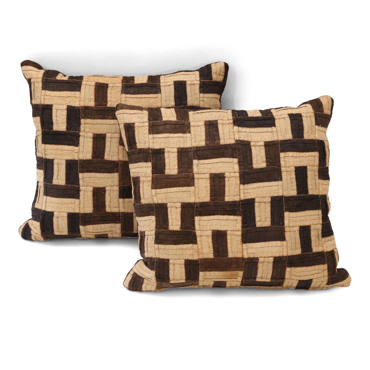 Contemporary Graphic Kuba Cloth Cushions