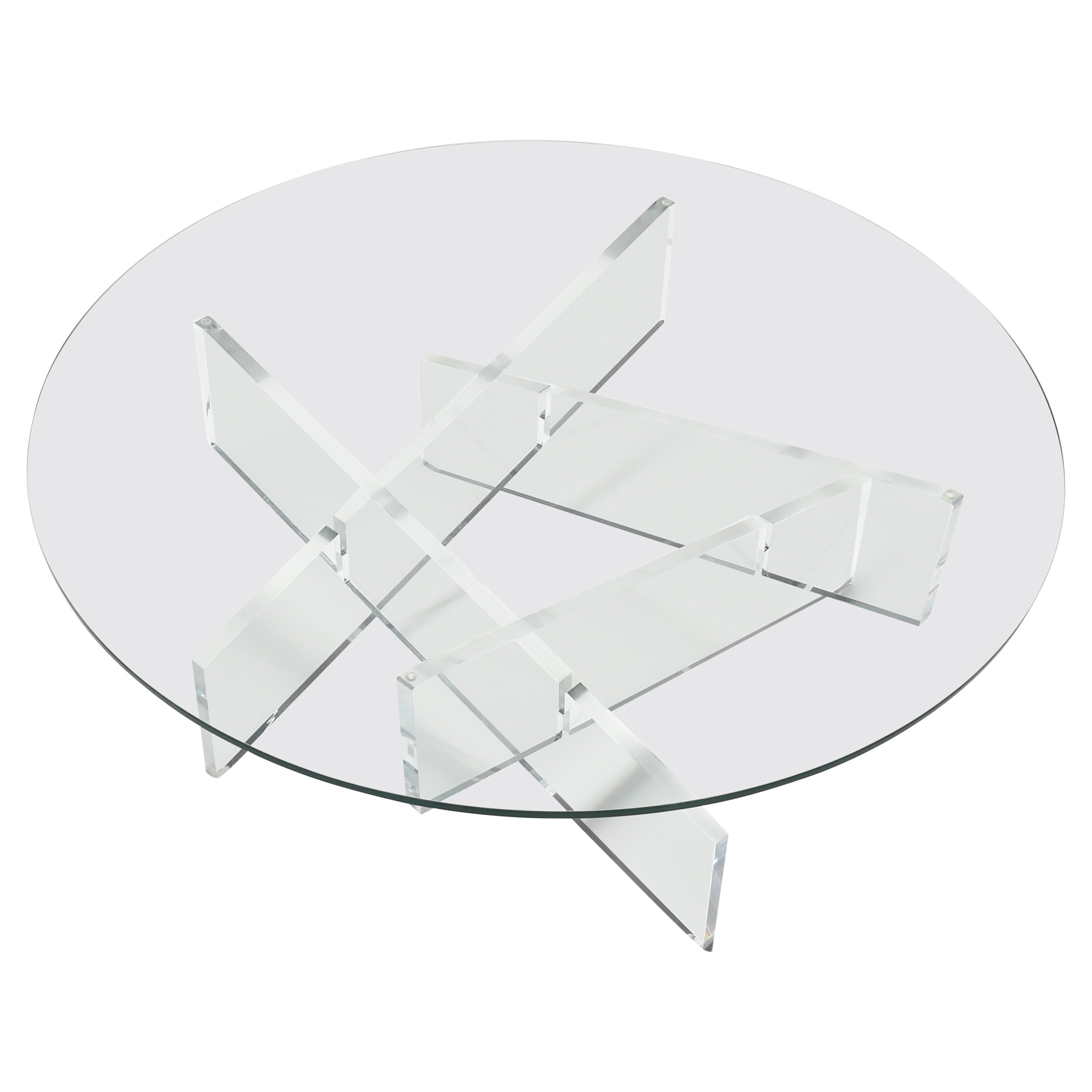 Graphic Lucite and Glass Coffee Table, Italy 1970s