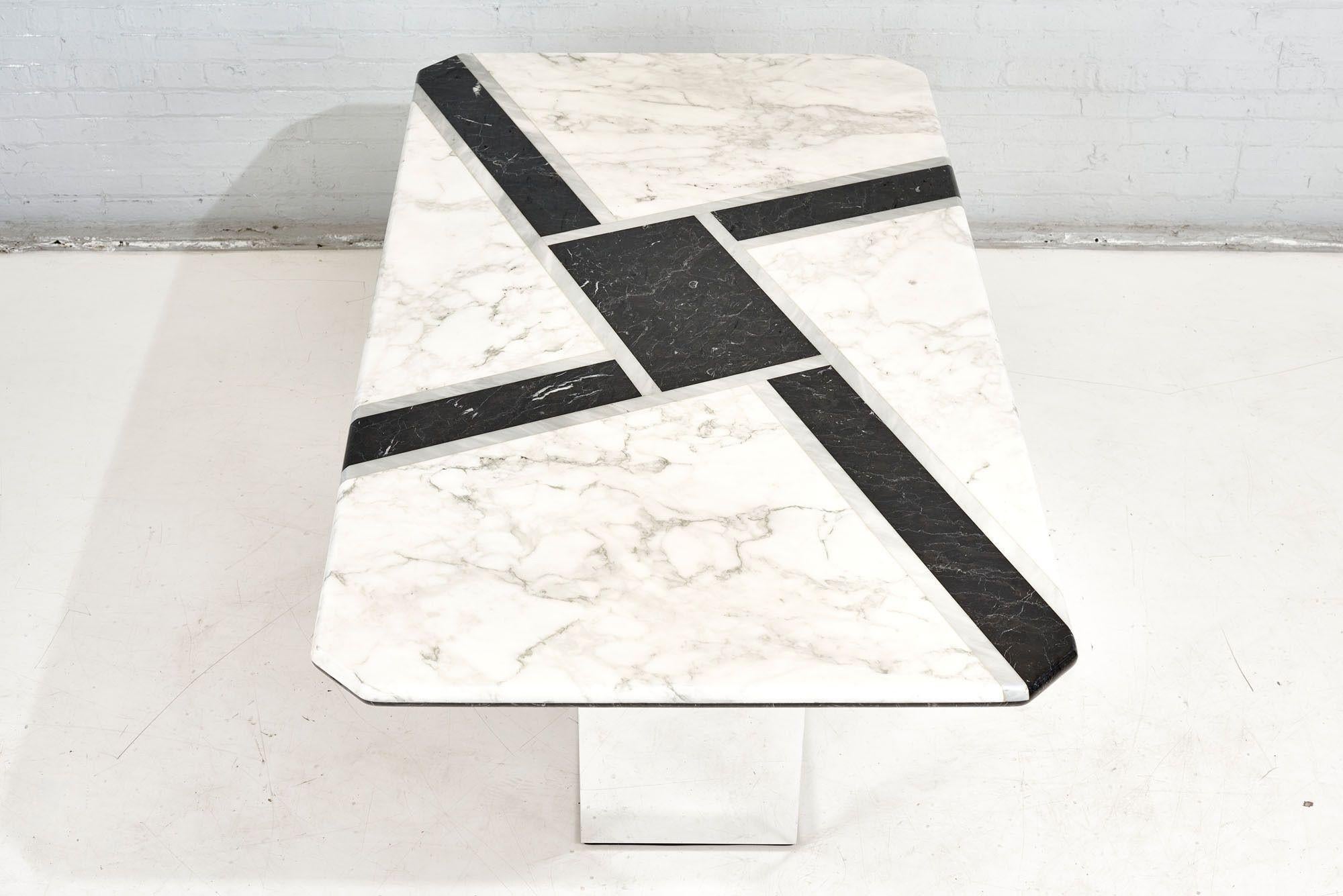 American Graphic Marble Dining Table on Chrome Base, 1970 For Sale