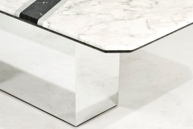 Graphic Marble Dining Table on Chrome Base, 1970 For Sale at 1stDibs