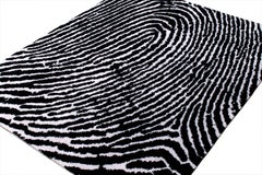 Graphic Modern Hand-Knotted Silk Area Rug Thumbprint by Joseph Carini