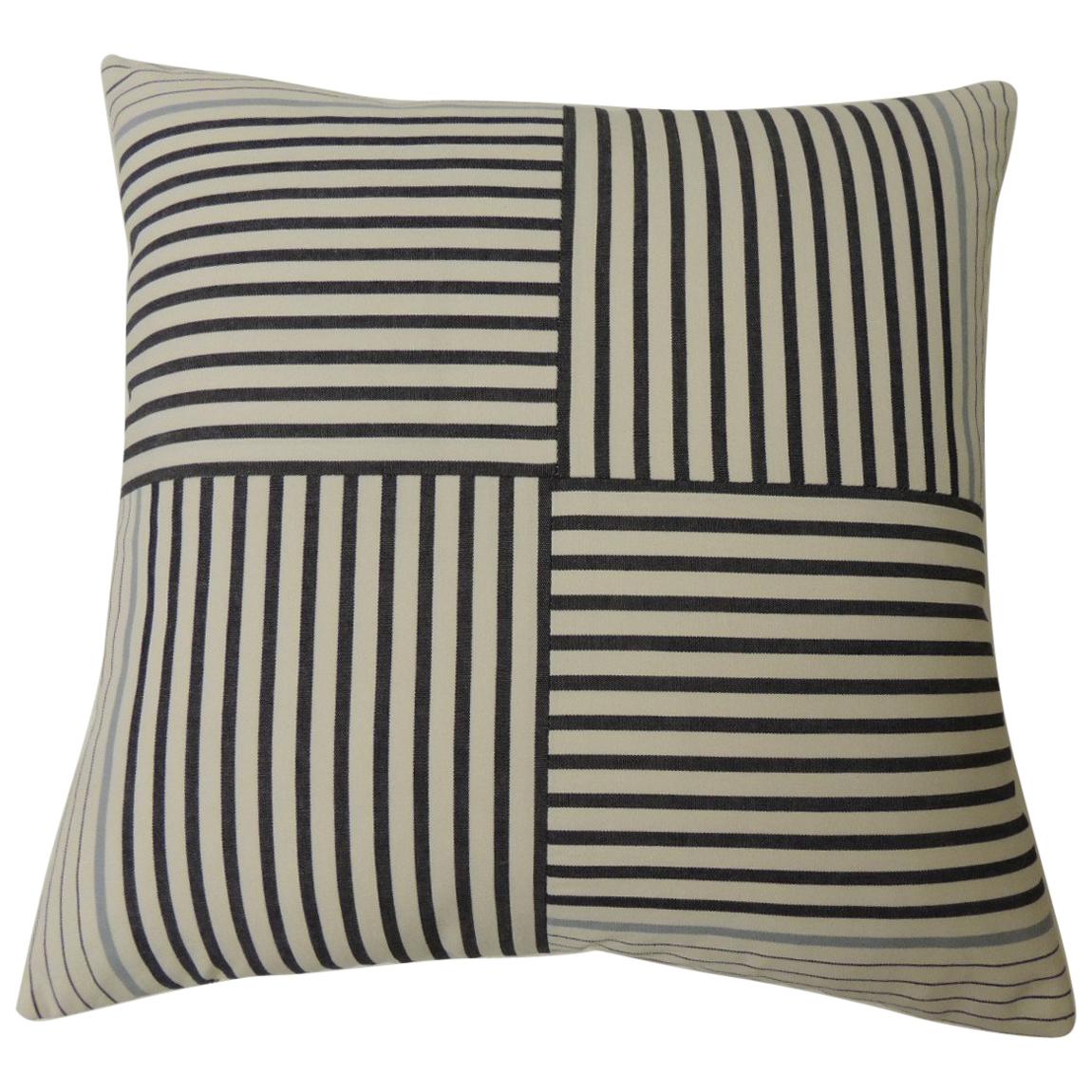 Graphic Natural and Charcoal “Parsons” Stripes Decorative Pillow Double-Sided