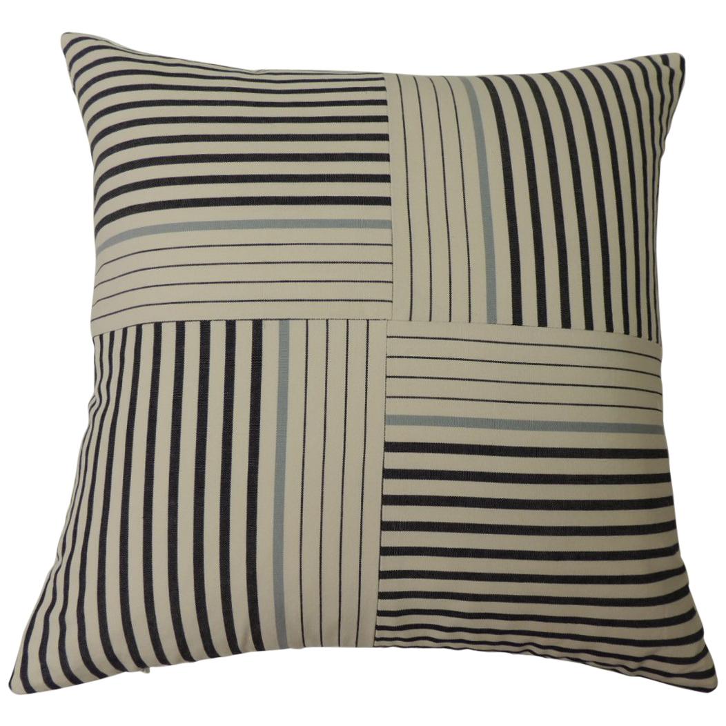 Graphic Natural and Charcoal “Parsons” Stripes Decorative Pillow Double Sided