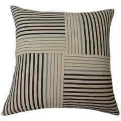 Graphic Natural and Charcoal “Parsons” Stripes Decorative Pillow Double Sided