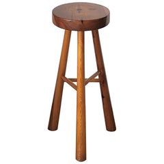 Graphic Pine Wood Bar Stool in the Style of Perriand, France, 1970's