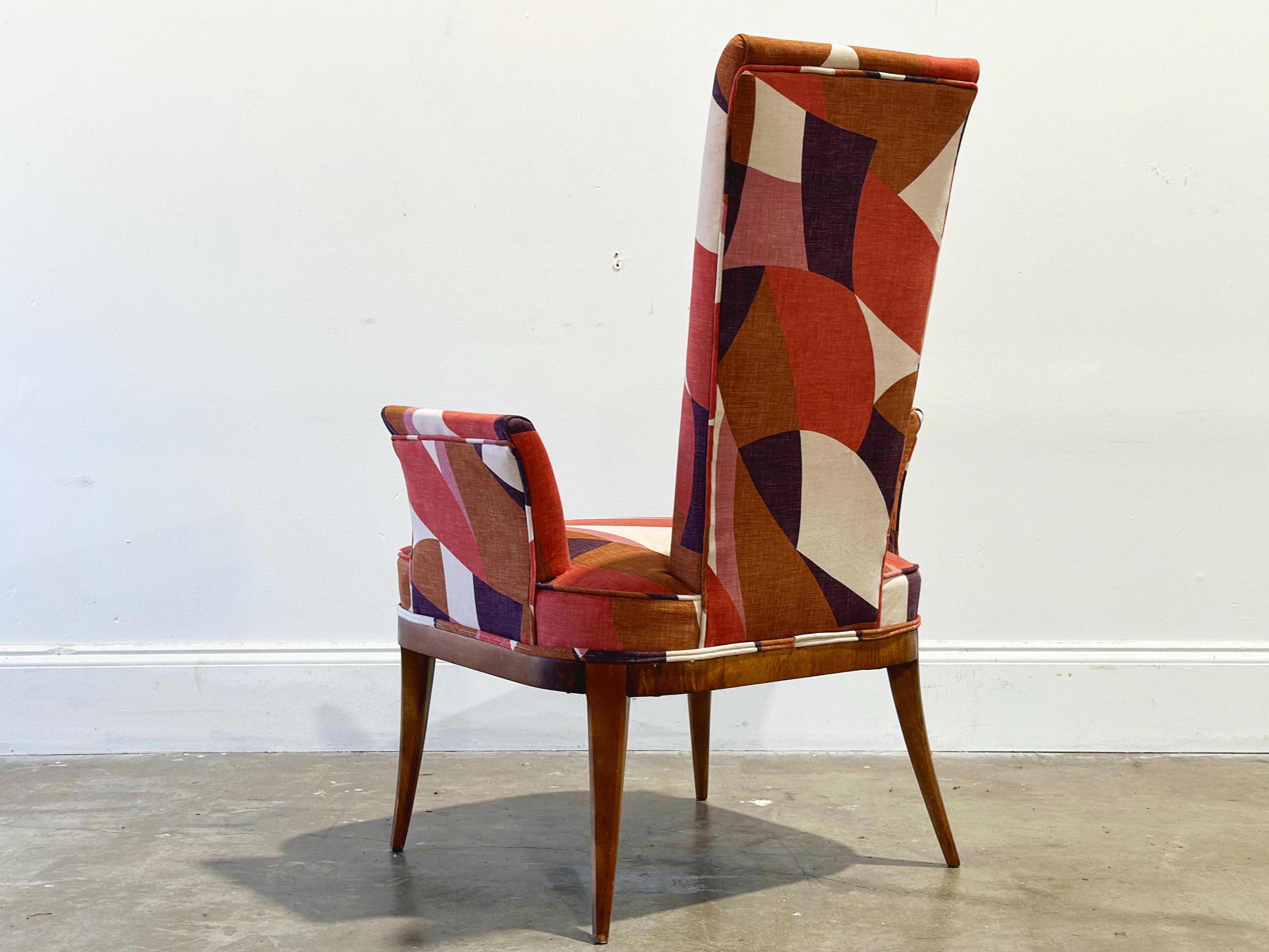 American Graphic Pink + Plum Velvet Wing Arm Lounge Chair, After TH Robsjohn Gibbings