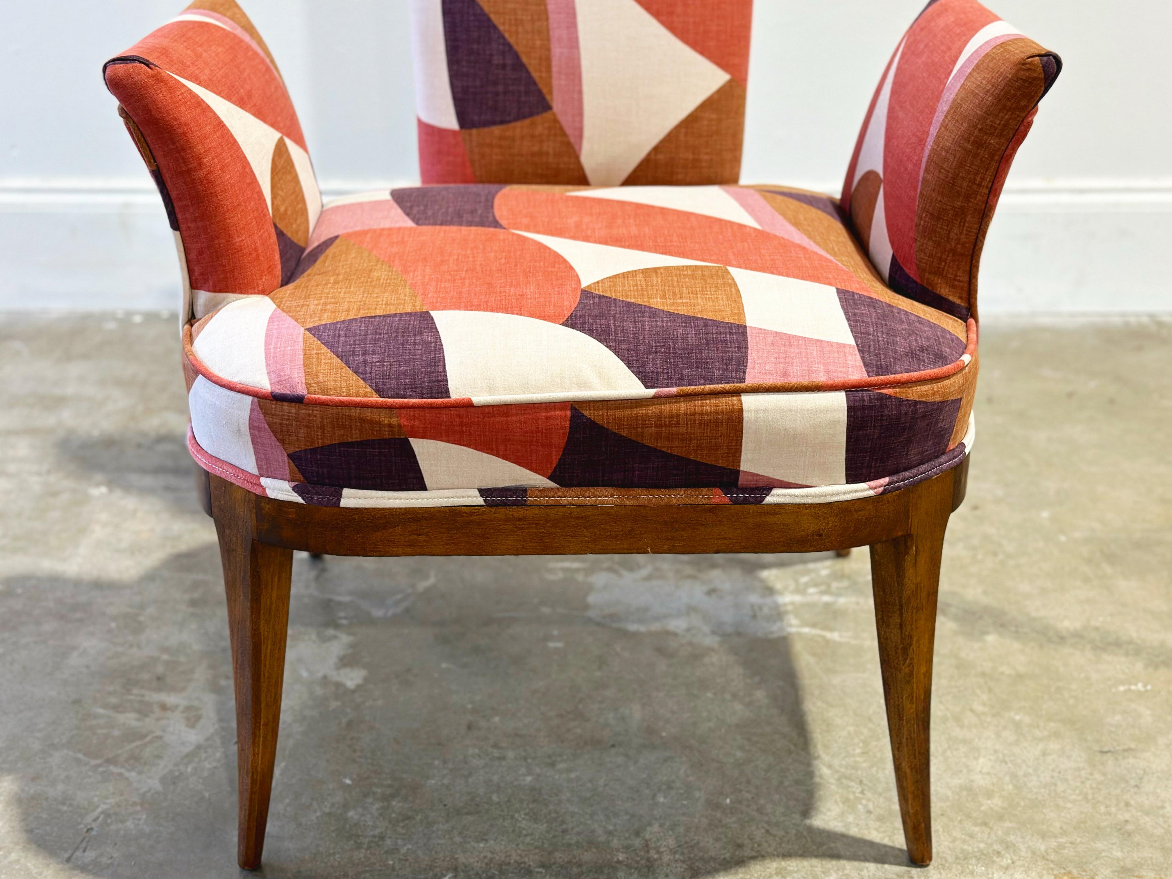 Graphic Pink + Plum Velvet Wing Arm Lounge Chair, After TH Robsjohn Gibbings 2