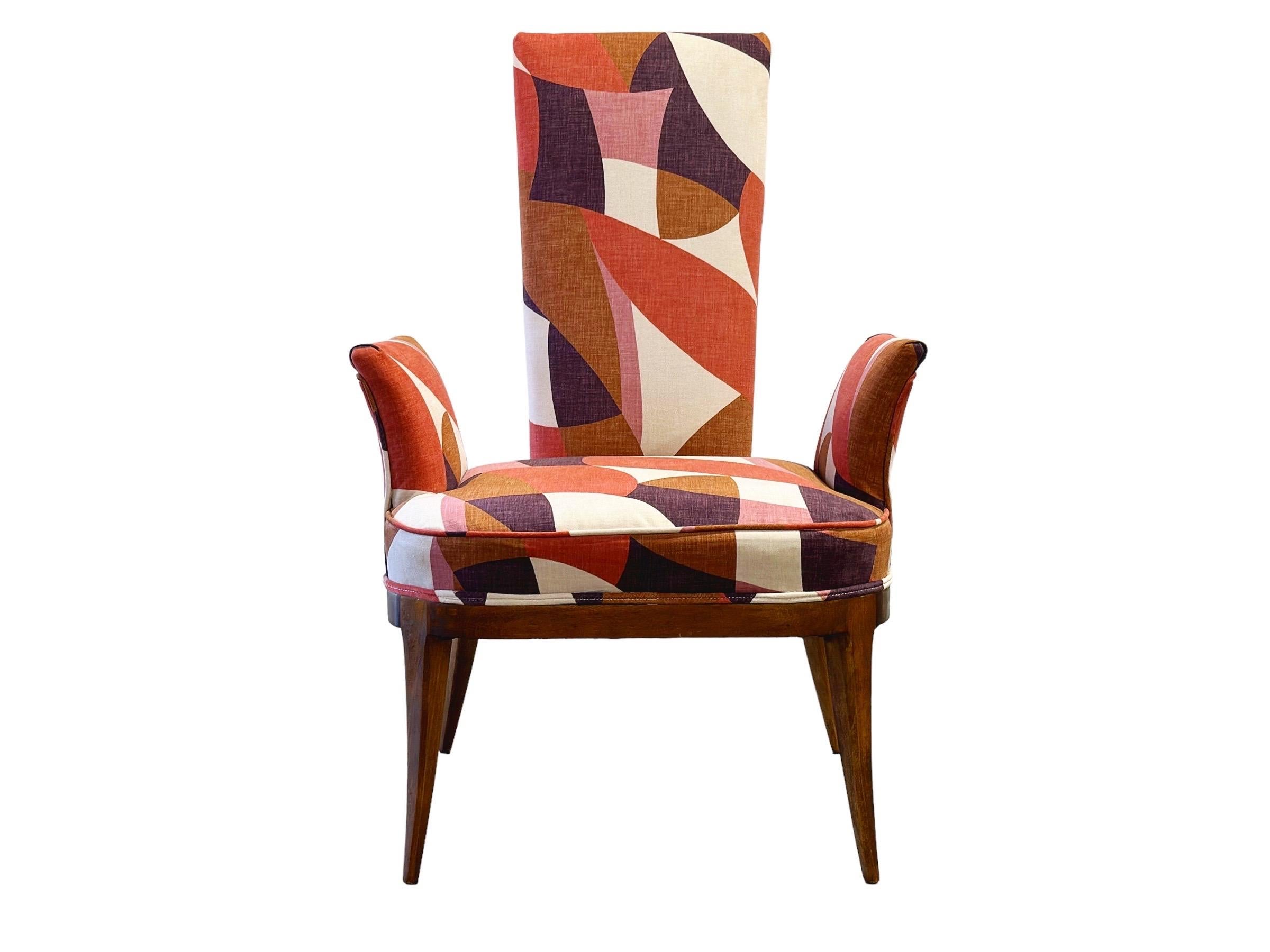 Graphic Pink + Plum Velvet Wing Arm Lounge Chair, After TH Robsjohn Gibbings 3