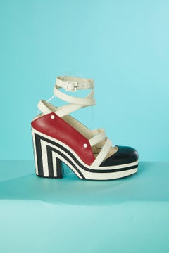 Graphic plateform sandals with ankle straps Chanel SS 2013
