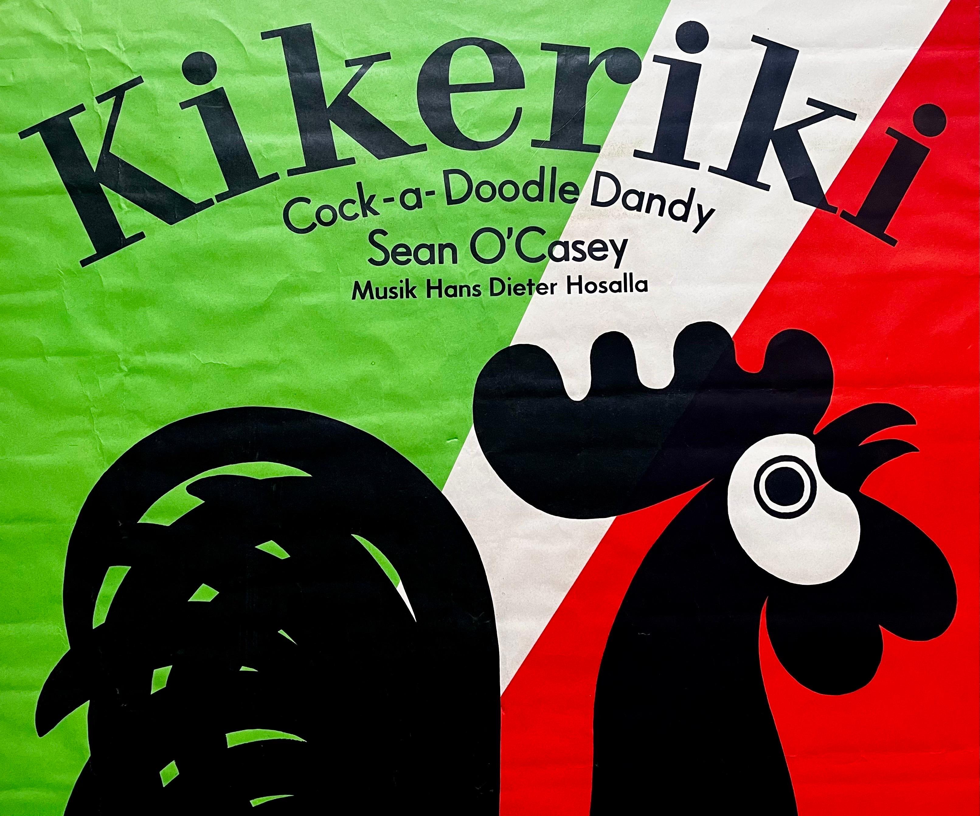 Post-Modern Graphic Poster of Cock-a-Doodle Dandy by Seán O'Casey performed in Berlin, 1970 For Sale