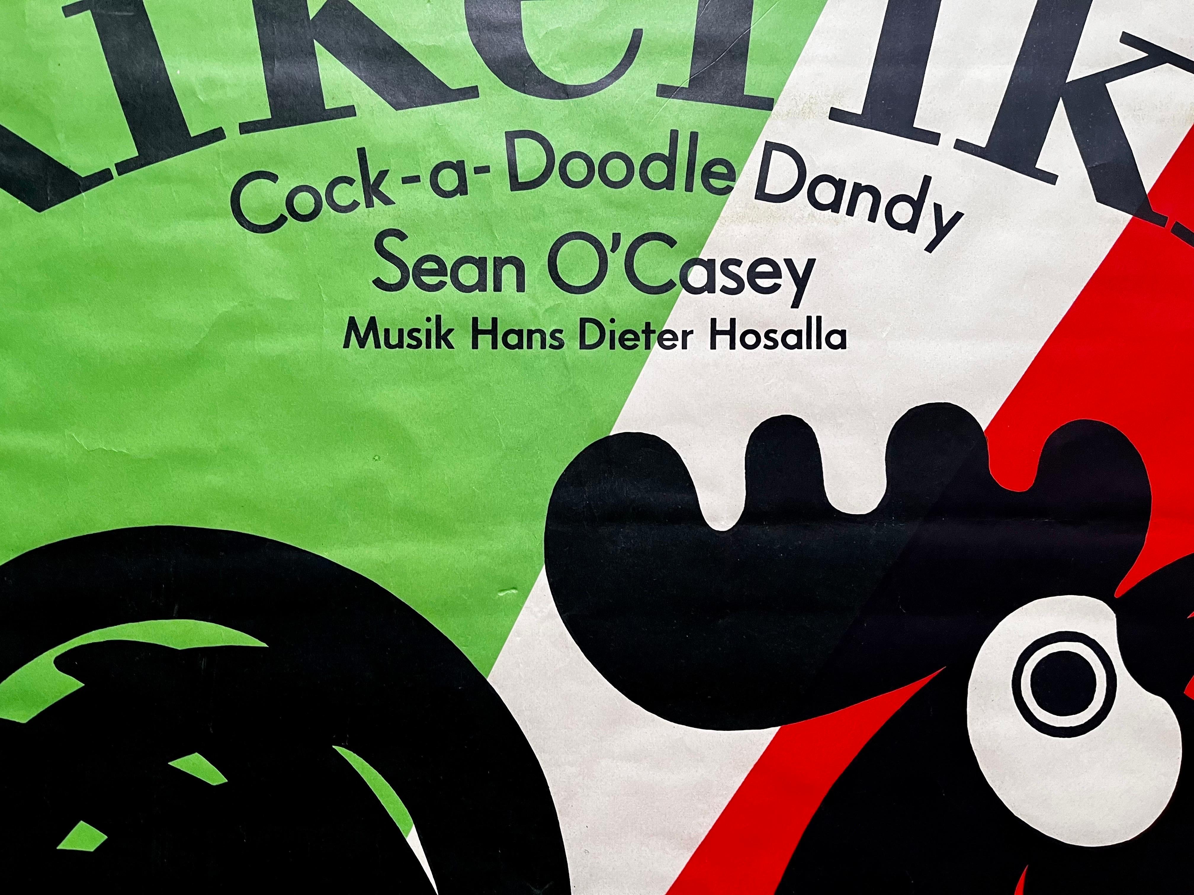 German Graphic Poster of Cock-a-Doodle Dandy by Seán O'Casey performed in Berlin, 1970 For Sale