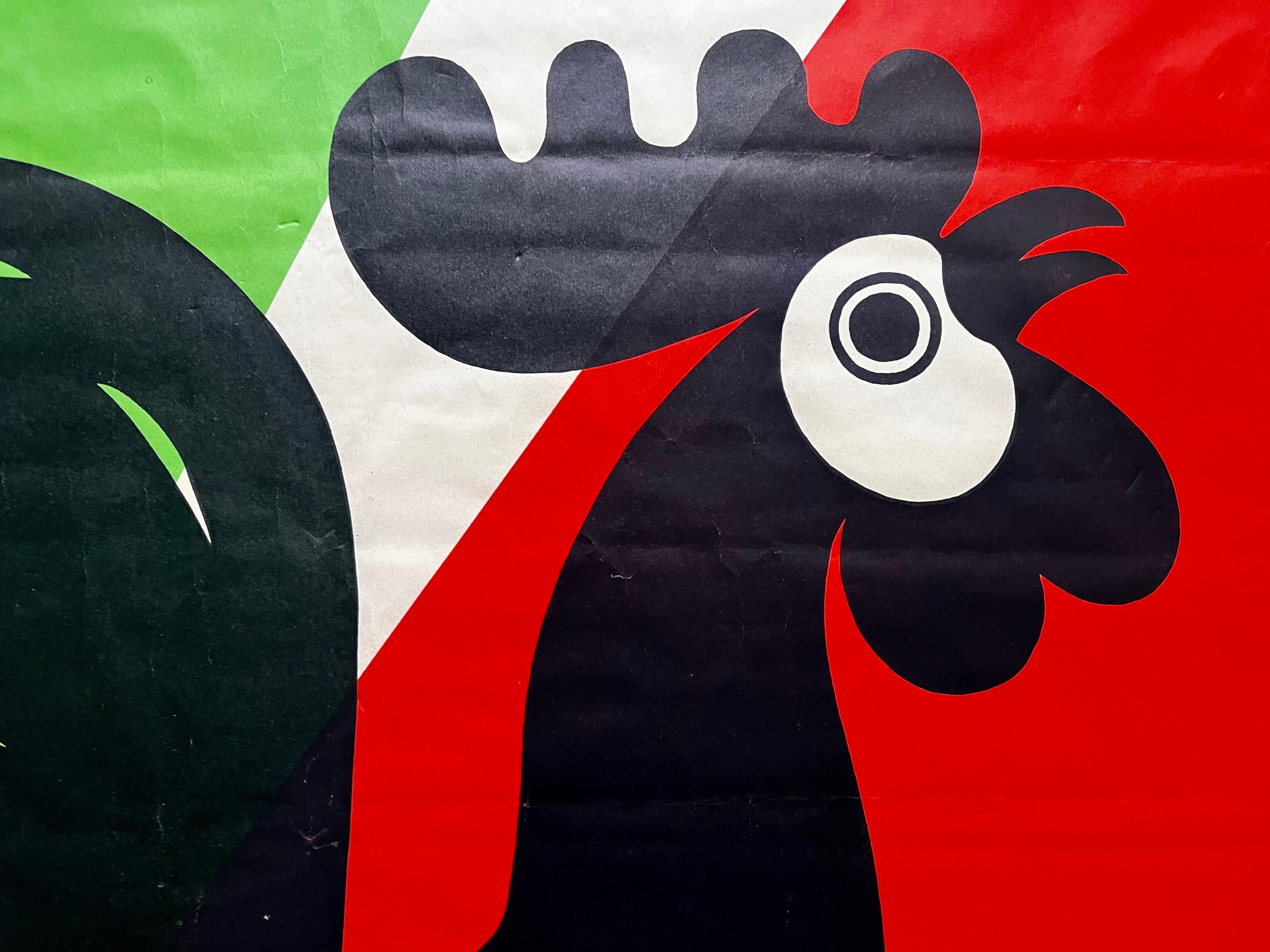 Graphic Poster of Cock-a-Doodle Dandy by Seán O'Casey performed in Berlin, 1970 In Fair Condition For Sale In Philadelphia, PA