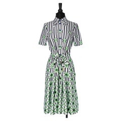 Graphic printed polyester shirt dress with belt Lanvin 