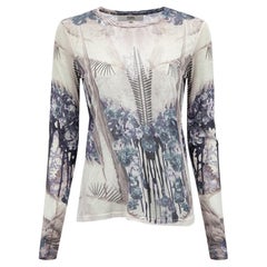 Graphic Printed Sheer Long Sleeves Top Size S