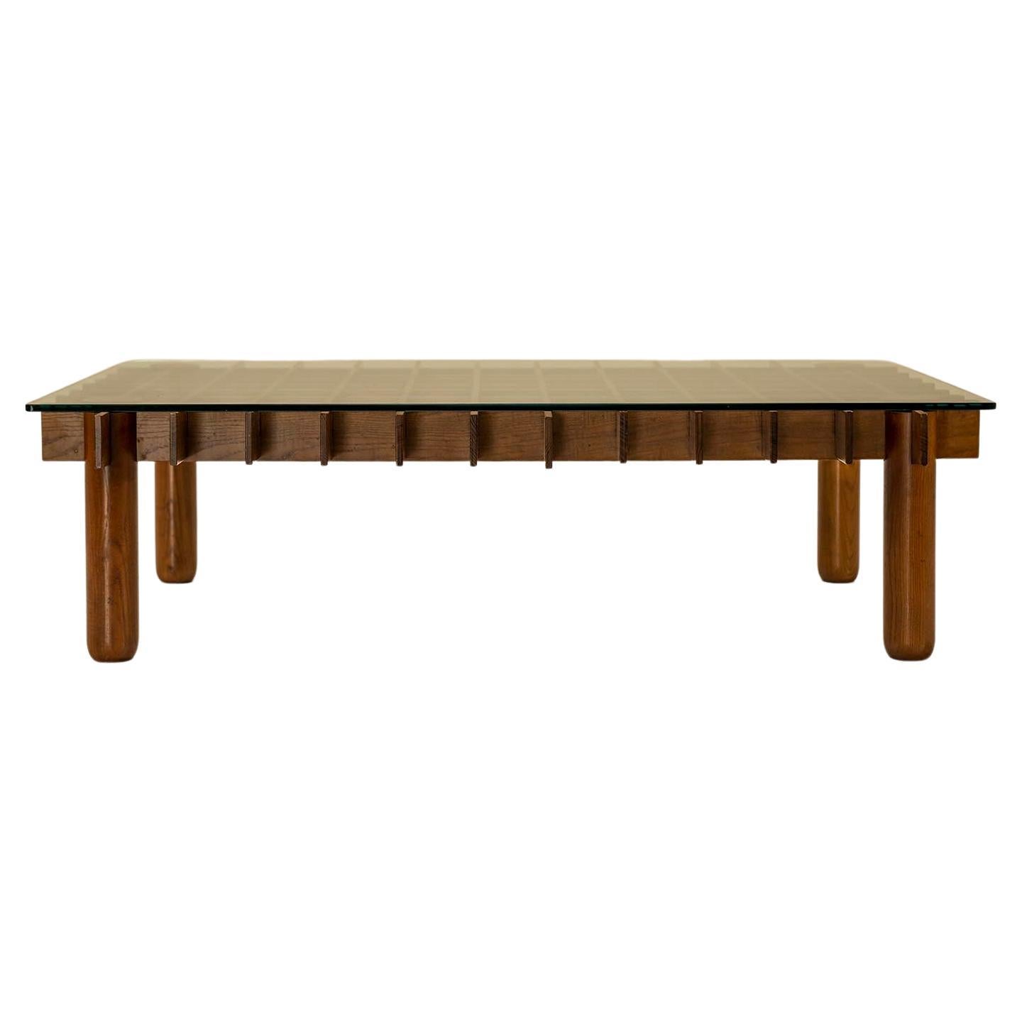 Graphic Rectangular Coffee Table in Maple Wood, Italy, 1970s