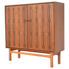 Graphic Scandinavian High Cabinet Teak Wood, Denmark, 1960