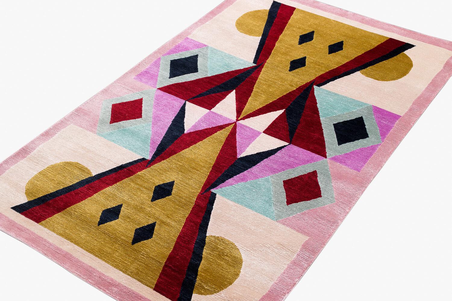 The beautiful Toto is one of four designs in our limited edition 'Earthquake collection' in a collaboration between Alessandro Mendini and Joseph Carini. These special limited edition carpets were woven by a select team of female weavers who trained
