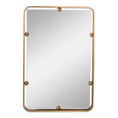 Graphic Solid Brass Italian Mirror, Italy, 1960s