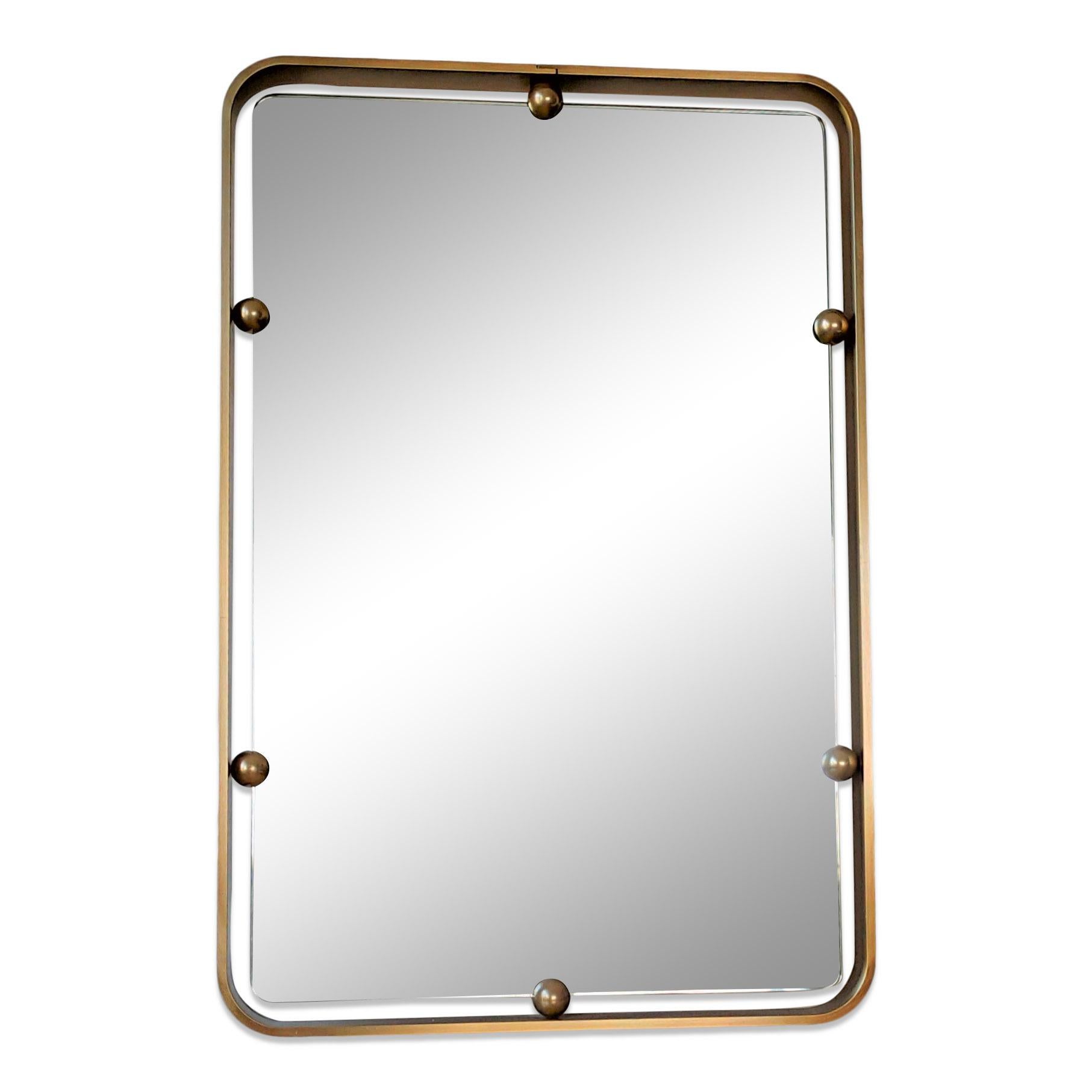 Mid-20th Century Graphic Solid Brass Italian Mirror, Italy, 1960s