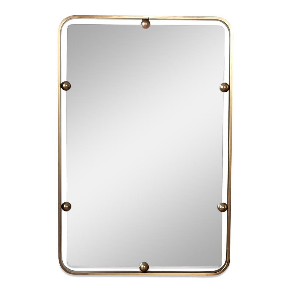 Graphic Solid Brass Italian Mirror, Italy, 1960s 4