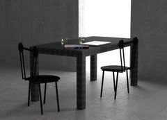 Graphic Table/Desk Black Elle Hitan Wood and Laminates by Chapel Petrassi