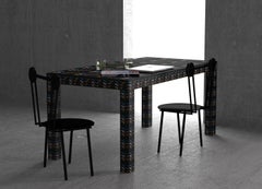 Graphic Table/Desk Black Rainbow Hitan Wood and Laminates by Chapel Petrassi