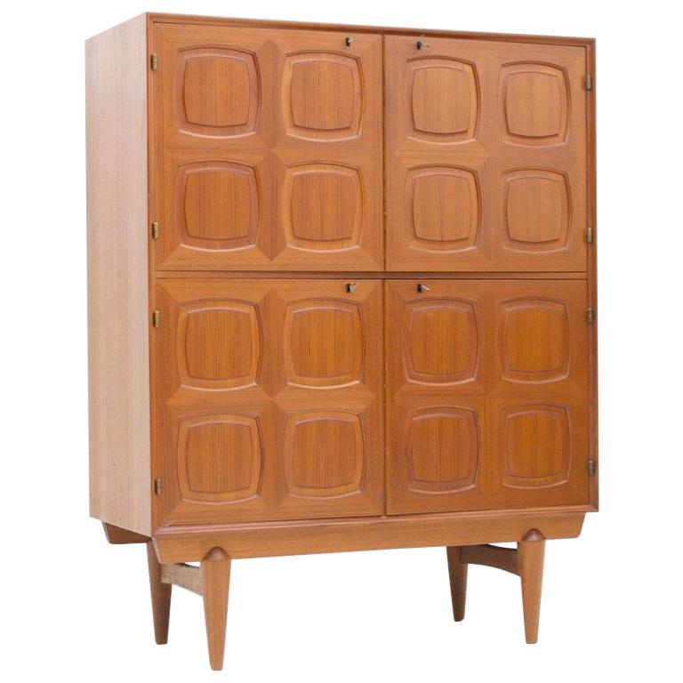 Graphic Teak Highboard by Rastad & Relling for Bahus, Norway, 1960s