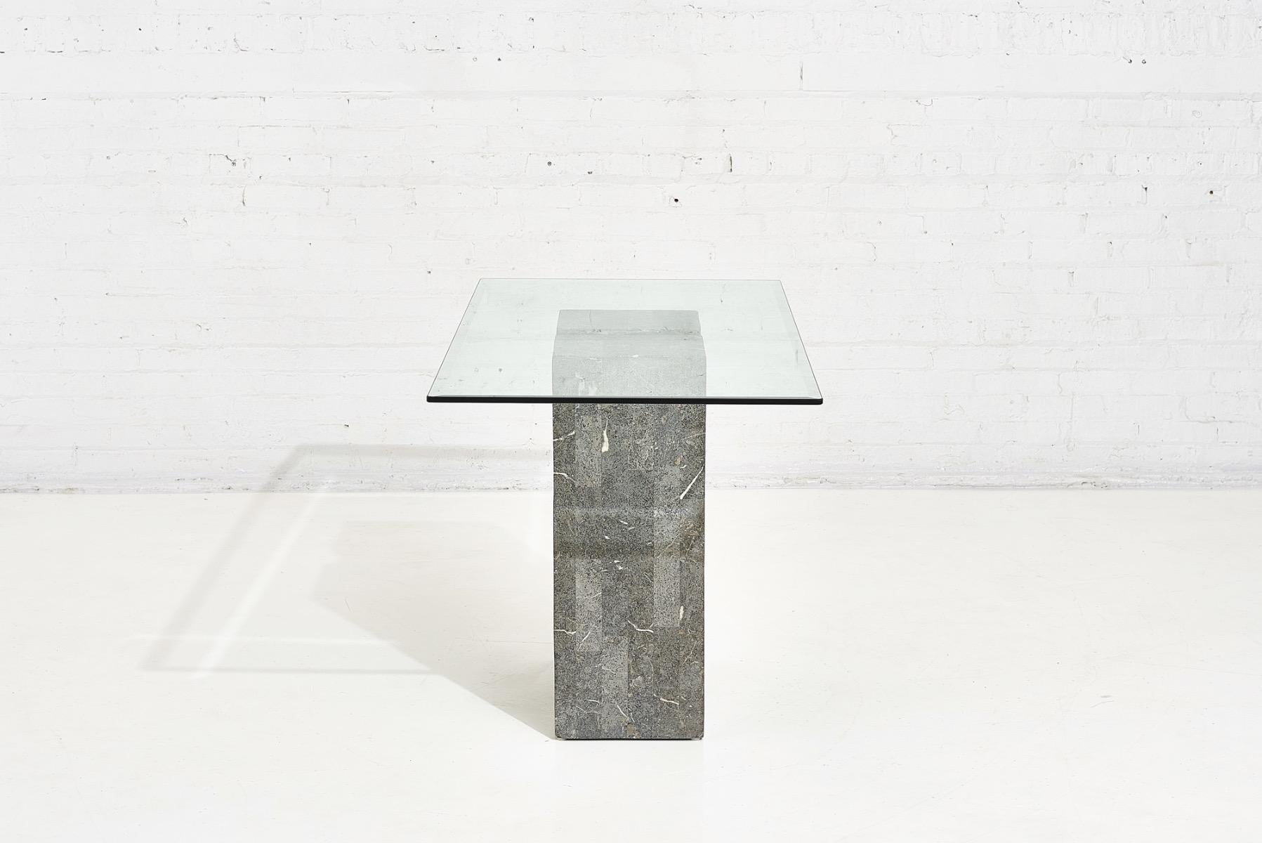 Post-Modern Graphic Tessellated Marble Console Table, 1980